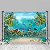 Lofaris Coconut And Turtles Summer Beach Birthday Backdrop